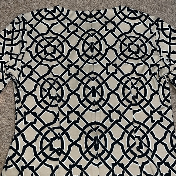 J. McLaughlin Devon 3/4 Sleeve Crew Neck Catalina Cloth Dress Black Tan Scribe M - Picture 7 of 10